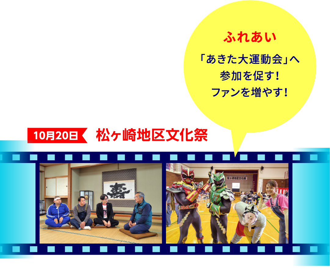 【10月20日松ヶ崎地区文化祭】ふれあい：「あきた大運動会」への参加を促す！ファンを増やす！